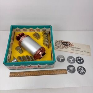 Vtg Retro Mirro Aluminum Cooky Pastry Kit Fancy Cookies Appetizers Pastries READ